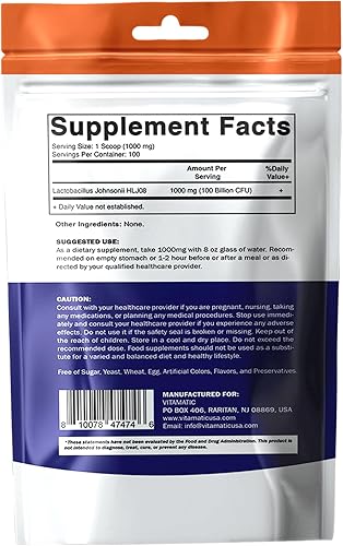 Vista 9 de Vitamatic Lactobacillus Johnsonii Probiotic Powder - Apoyo para la salud digestiva - 3.53 oz (3.5 onzas) - 100 porciones