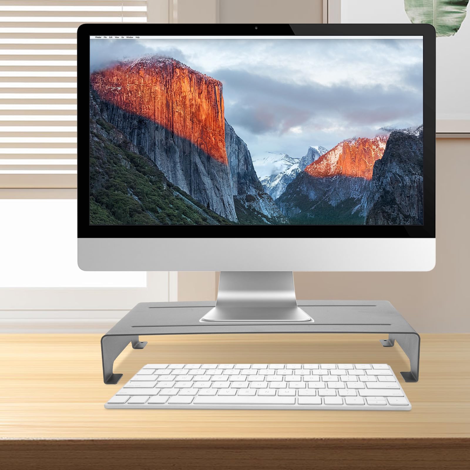 POPETPOP Soporte para Portátil de Aleación de Aluminio Plata, Elevador de Pantalla de Computadora Silicona Antideslizante para Oficina y Hogar, Elevación 6cm