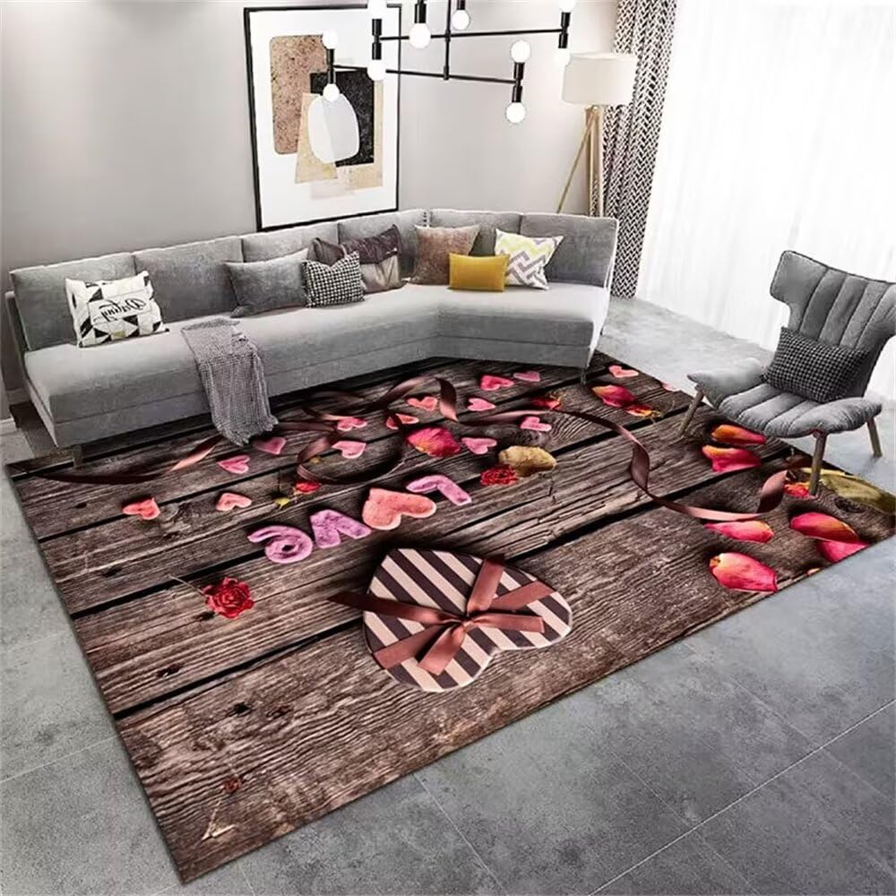 Tapis de sol salon pas cher marron 200x250 grand tapis lavable chambre