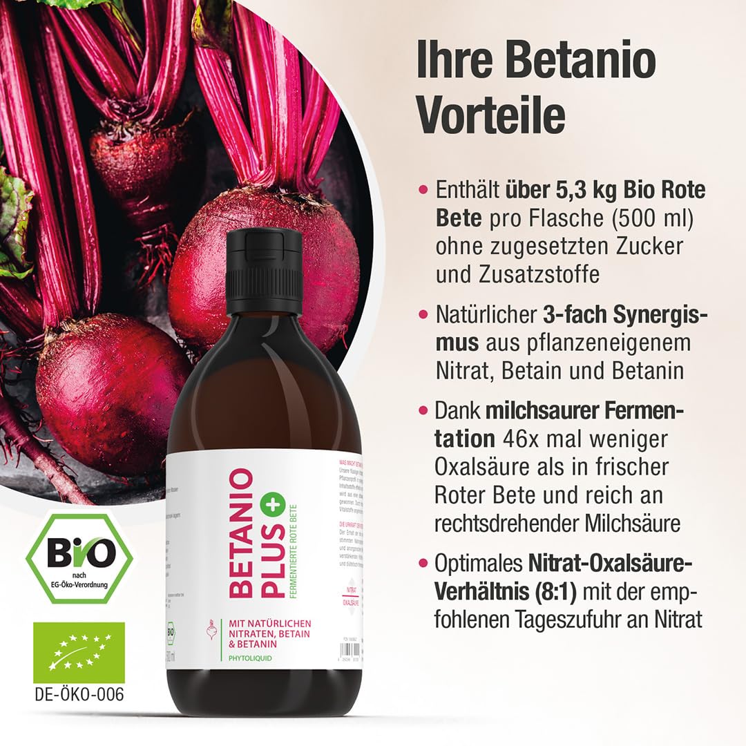 100% Bio Rote Beete Extrakt - hochkonzentriert, 10ml täglich - 5,3 kg Rübe in 500ml - Rote Beete Saft mit 46x weniger Oxalsäure als in frischer Beetroot (500 ml)