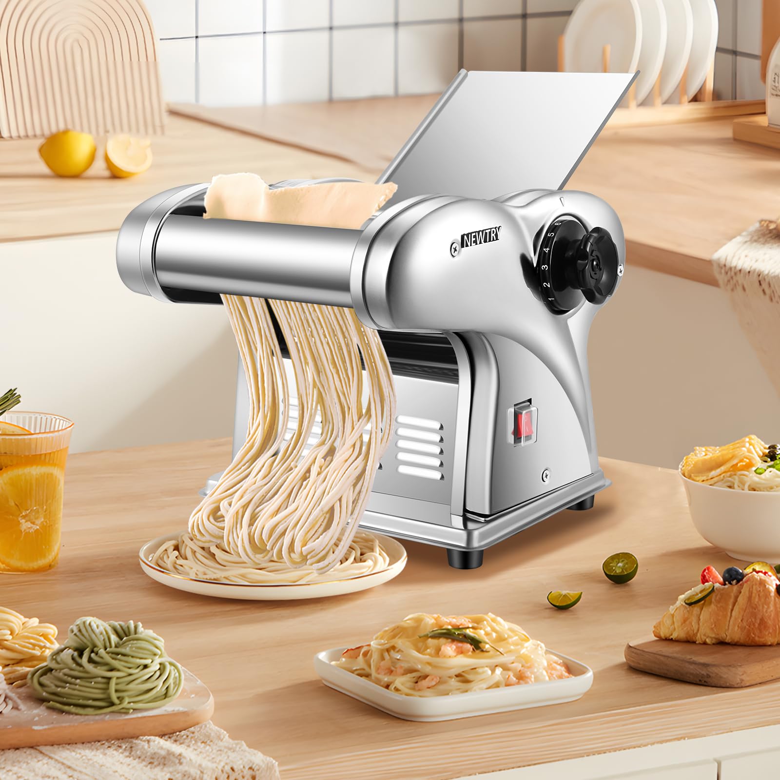 NEWTRY パスタマシン ステンレス製　電動 Amazon | NEWTRY 製麺機 家庭用 パスタマシン 電動パスタメーカー