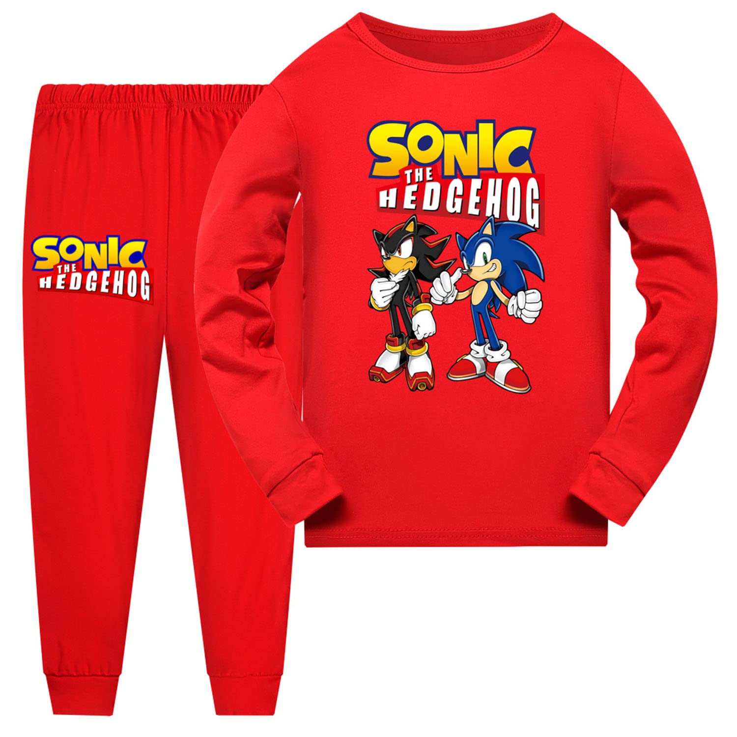 SharkBebeSonic Pyjamas for Kids Boys Movie Game Pjs T-Shirt Home Set Cartoon Long Sleeve Sleepwear