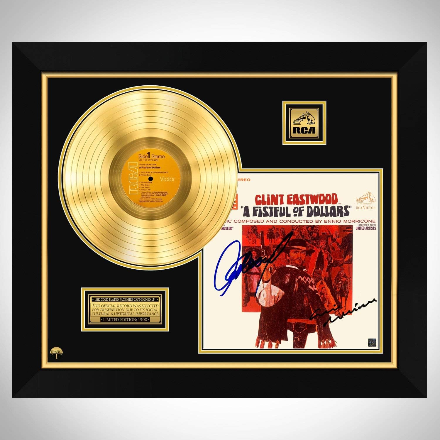RARE-T Clint Eastwood - A Fistful of Dollars Gold LP Limited Signature Edition Studio Licensed Custom Frame