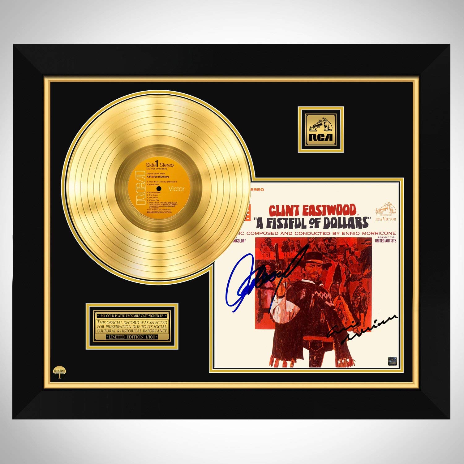 RARE-T Clint Eastwood - A Fistful of Dollars Gold LP Limited Signature Edition Studio Licensed Custom Frame
