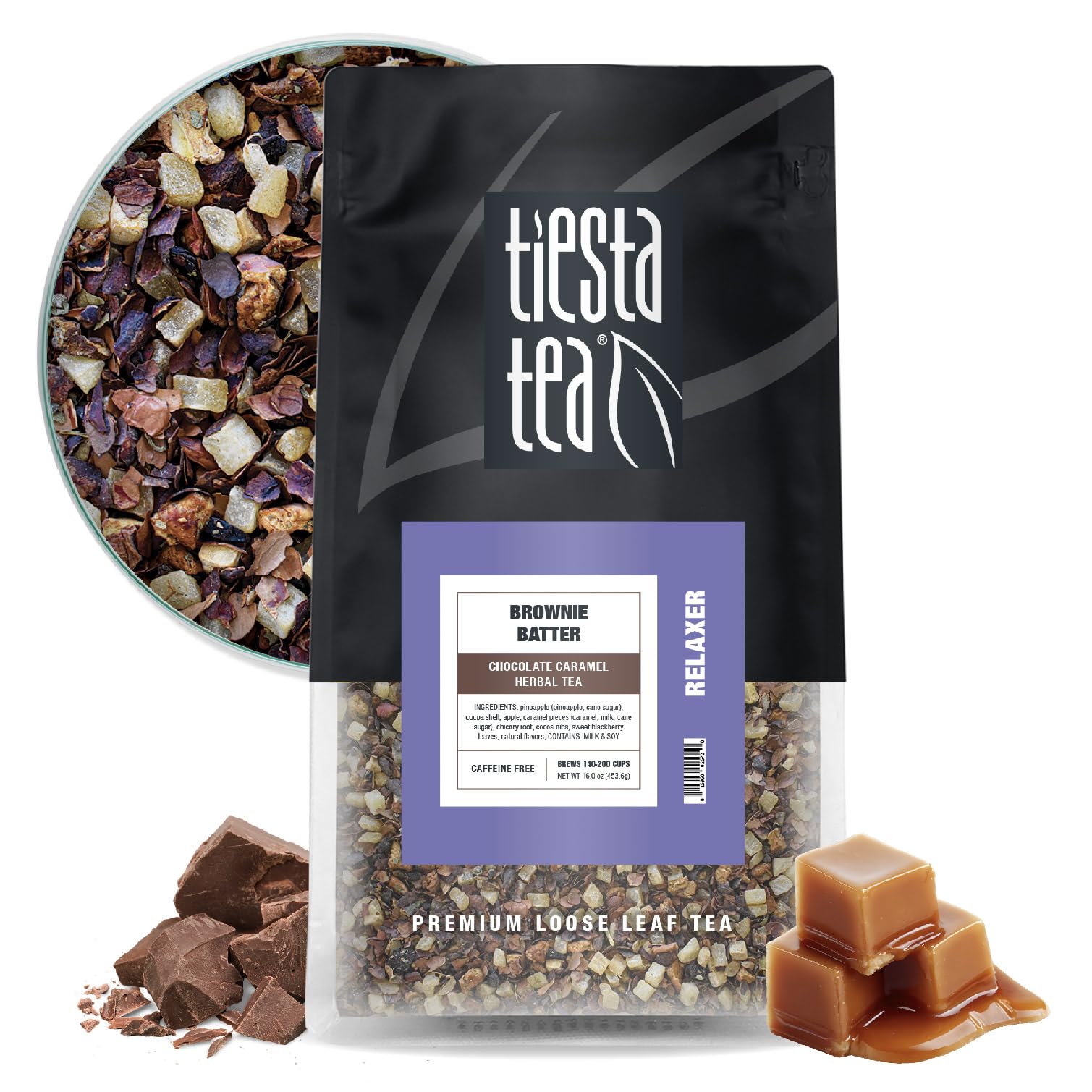Tiesta Tea - Meyer Lemon Zest, Loose Leaf, Zesty Lemon Herbal Tea, Premium Caffeine-Free Blend, Makes Hot or Iced & Up to 25 Cups, 2oz Resealable Pouch: Tiesta Tea - Brownie Batter | Loose Leaf | Chocolate Caramel Herbal Tea | Non-Caffeinated Blend | Make Hot or Iced & Brews Up to 140-200 Cups | 16 oz Resealable Bulk Pouch