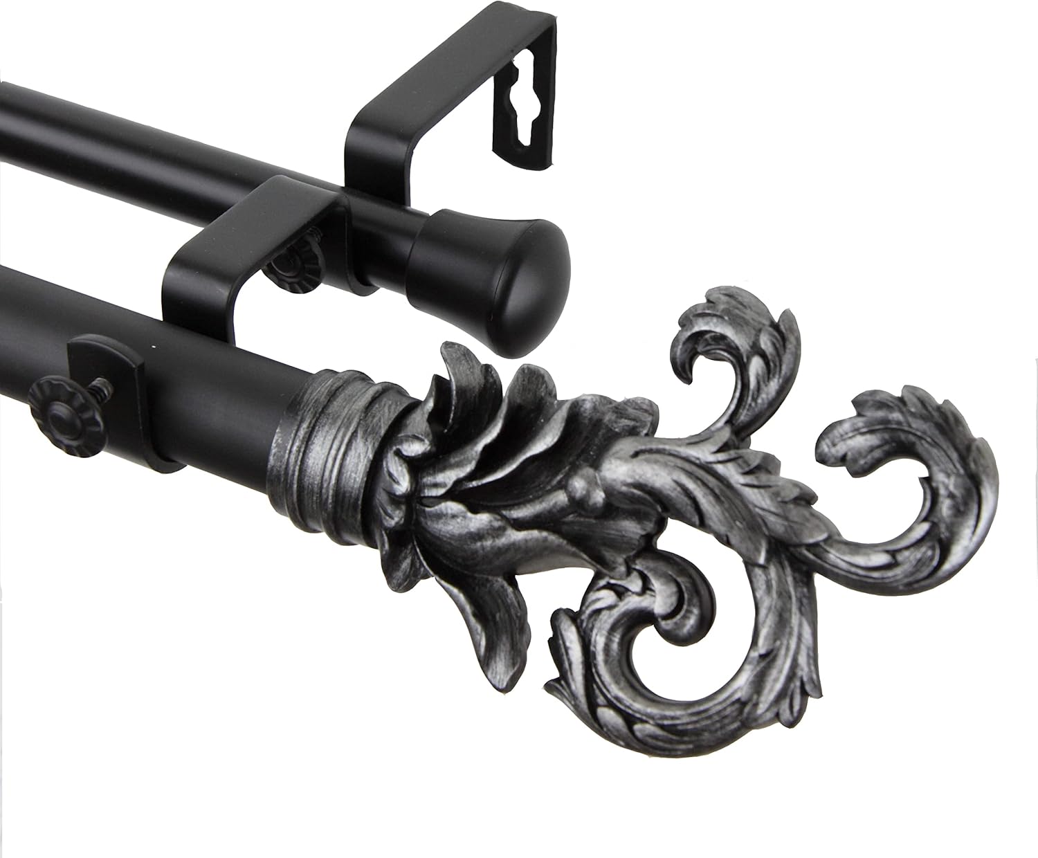 Rod Desyne Roulis 1" Double Curtain Rod, 28-48 inch, Black