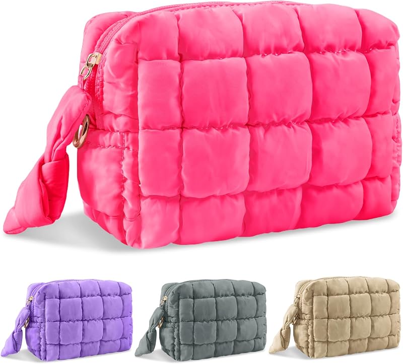 Necessaire de maquiagem UIXIZQ acolchoada com zíper, RoseRed, tamanho S