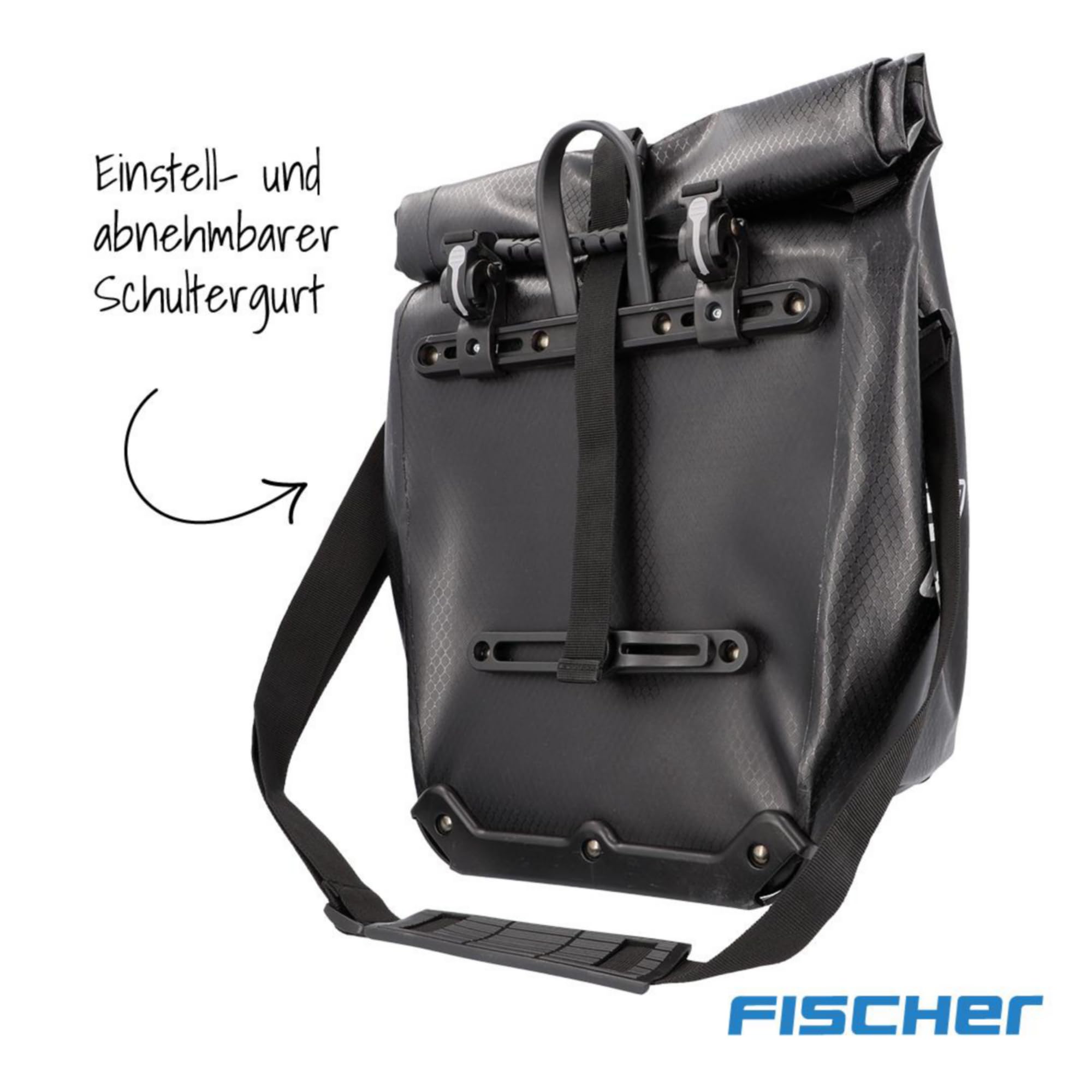 Fischer BORSA PORTATUTTO PLUS TERRA BORSA BICICICI IMPERMEABILE NERO VOLUM