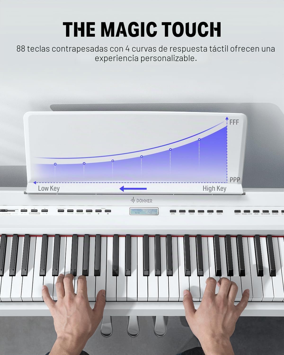 Donner DEP-20 Piano digital (88 teclas, 88 teclas, mecanismo de martillo), color blanco