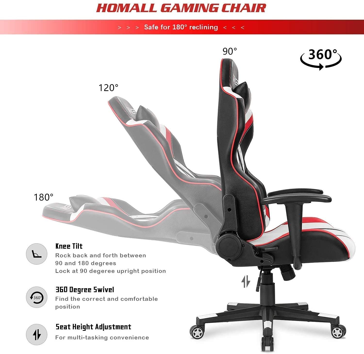 Homall Gaming Chair Racing Office High Back PU Leather Chair Computer