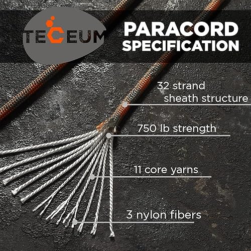 Miniatura 208 de TECEUM Cuerda de paracaídas de 750 libras – 1000 pies / 200 pies / 120 pies / 100 pies / 50 pies – Cuerda de paracaídas para campamento, Camuflaje