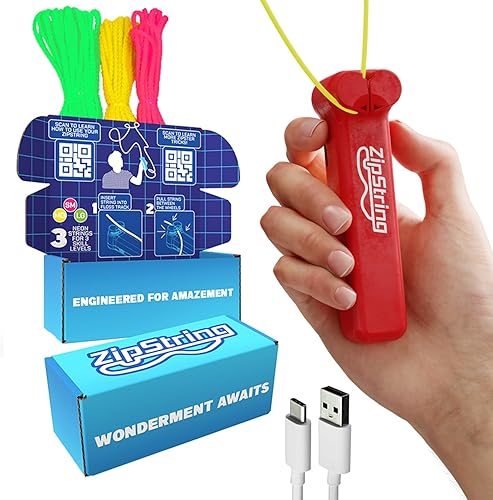 Miniatura 21 de ZipString Original - Juguete clásico lanzador de cuerda, como se ve en Shark Tank, es perfecto para niños y adultos, arroja el lazo al aire