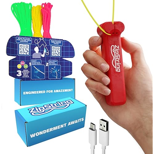 ZipString Original - As Seen on Shark Tank - Classic Rope Launcher Toy, Perfect for Kids & Adults - Fly a String Loop in The Air for Endless Tricks & Fun, Wonderment Awaits, Rock'it Red