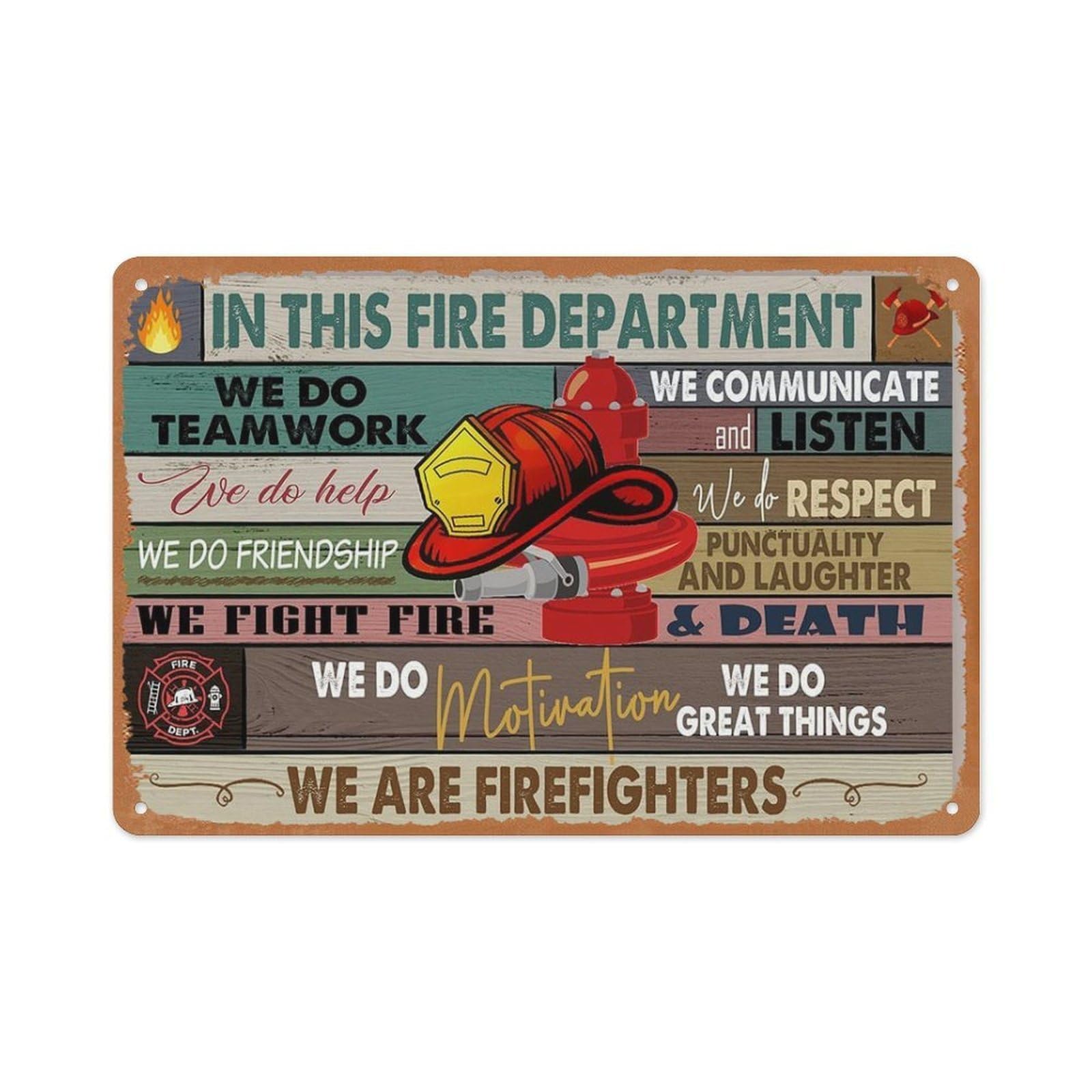 peiyeety Metal Tin Sign - In This Fire Department Poster, for Bars Garage Cafes Club Bathroom Room Man Cave Wall Decor 8×12 Inch