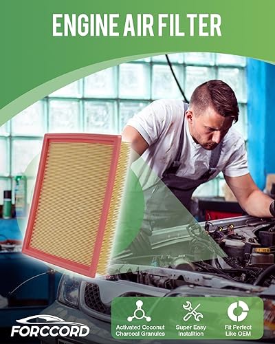 Miniatura 2 de Forccord Paquete de 2 filtros de aire de motor para Nissan Armada 2022-17, INFINITI QX80 2023-14, 2013-11 QX56 repuesto 16546-1LA0A accesorios de