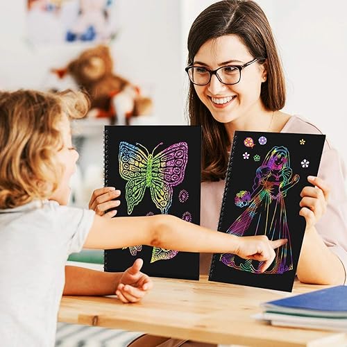 Miniatura 4 de ZMLM Regalo de Navidad para niña Kit de artesanía: papel para rascar arco iris, suministros de proyectos de arte mágico, actividad de dibujo para