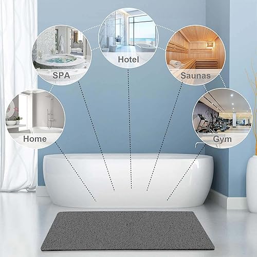 Miniatura 6 de Tapetes de ducha extra grandes antideslizantes sin ventosas, 23.6 x 47.2 pulgadas, tapete de baño para superficie texturizada de la bañera, tapetes