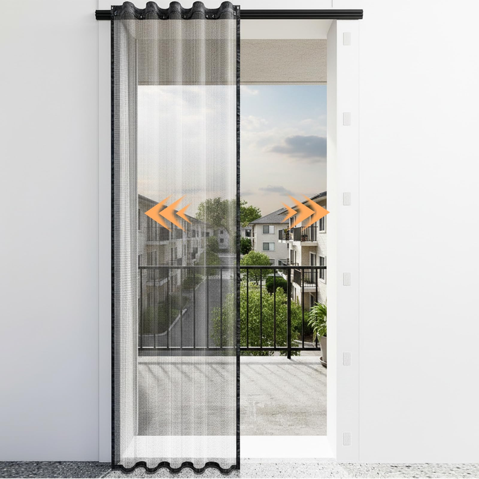 Magnetic Screen Door with Track, Adjustable Opening, Fits 32" x 80" Door