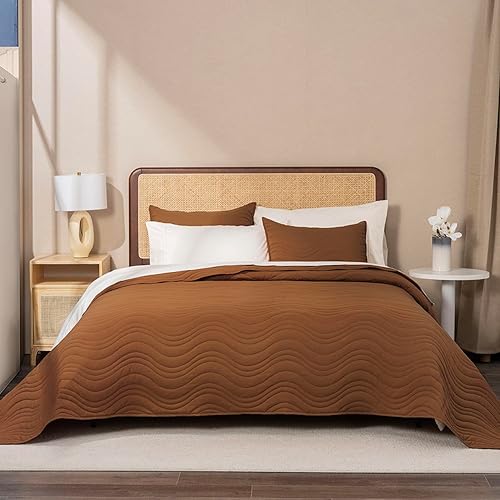 EVERGRACE Juego de edredón de gran tamaño de 3 piezas, colcha reversible suave y ligera, colcha acolchada lavada a la piedra, colcha de microfibra,