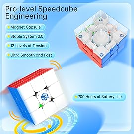 GAN 356 i Carry 2, Smart Speed Cube 3x3 Connected Speedcube Magnetic Intelligent Timer Tracking Movements Steps with App Online Competition, Battery Replaceable Frosted Version