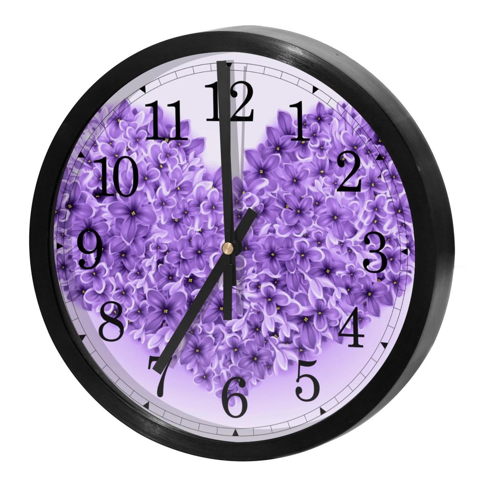 Horloge murale violette à quartz avec mécanisme silencieux sans tic-tac pour salon et cuisine