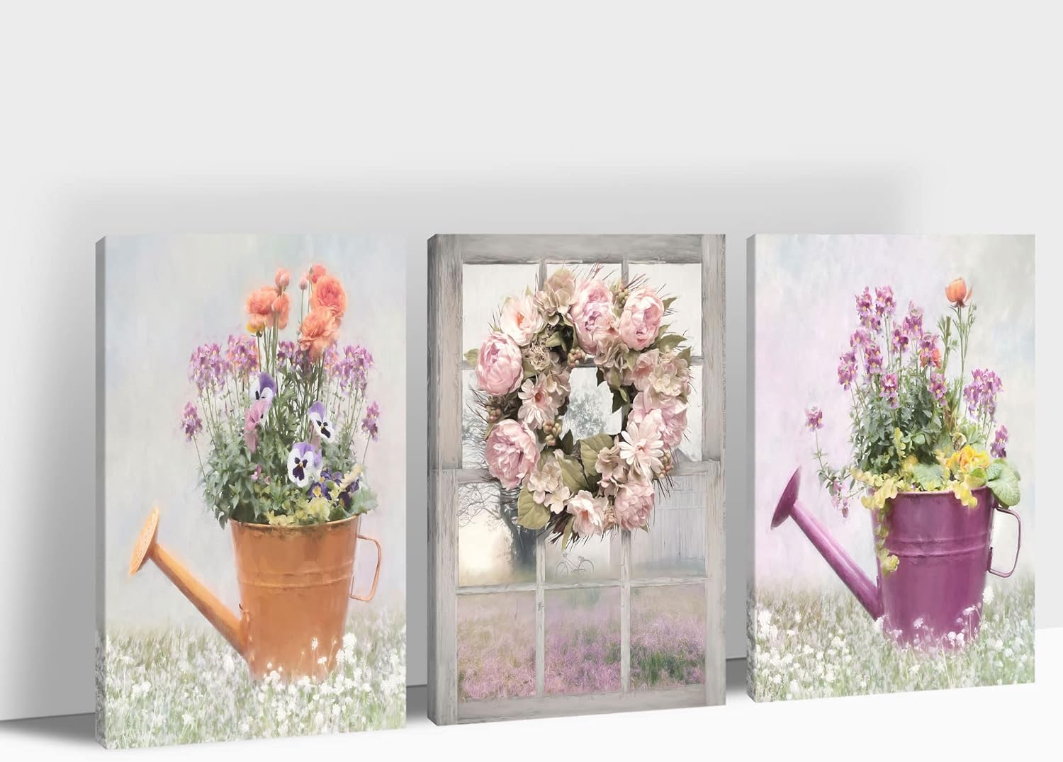 GUTTATY Farmhouse Flower Wall Art Decor, Spring Floral Canvas Wall Art, Country