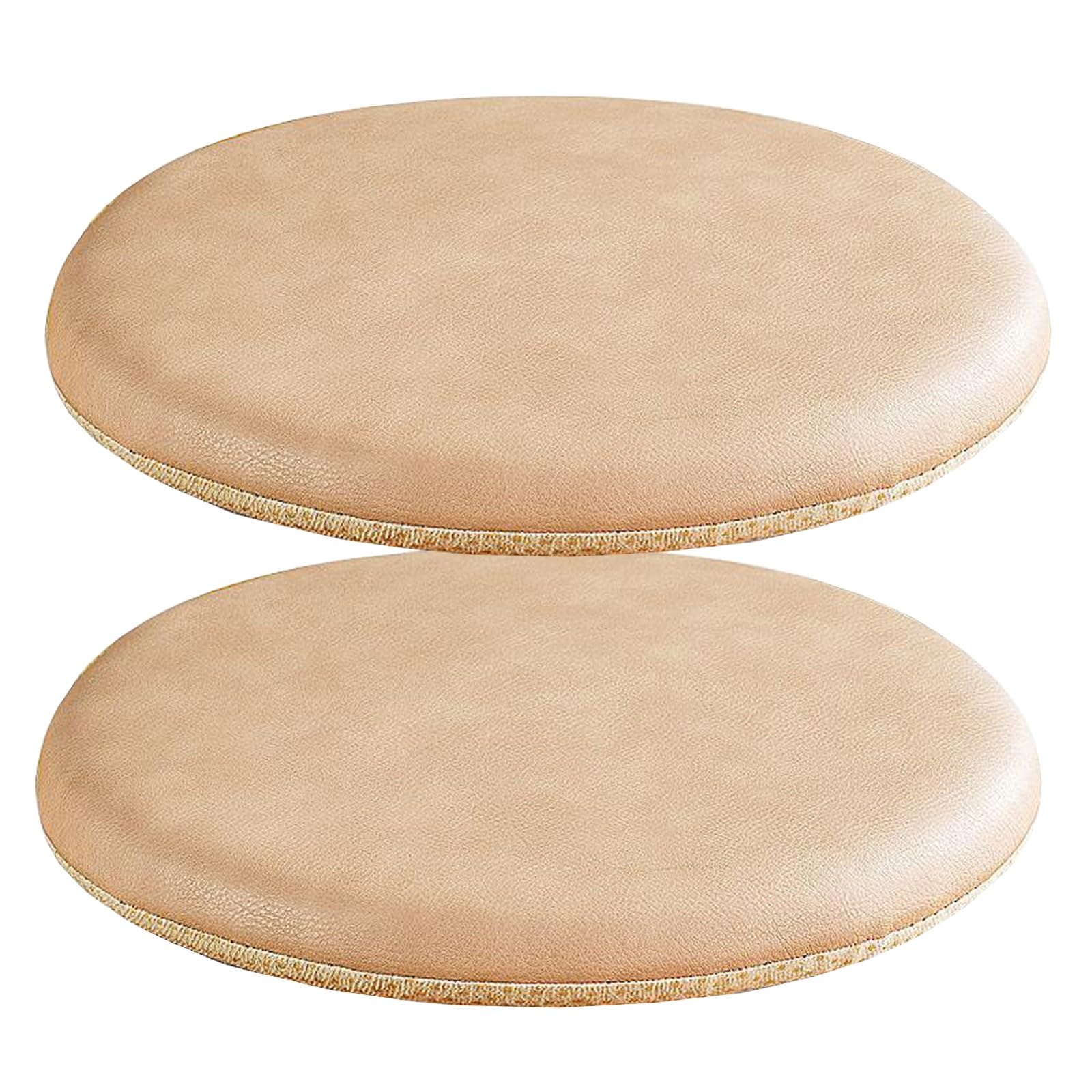Zestaw 2 okrągłych skórzanych poduszek o grubości 4 cm antypoślizgowe podkładki na stołek bistro do biura salonu kuchni jadalni średnica 35 cm