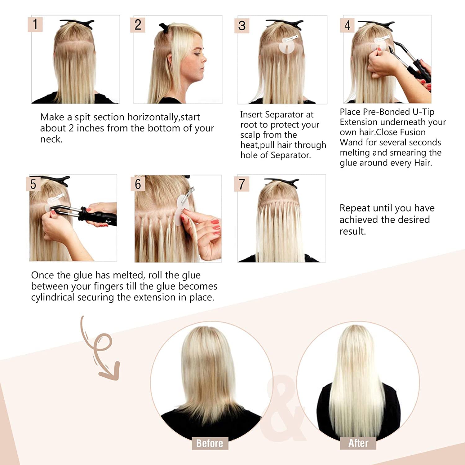 Ash Blonde I Tip Human Hair Extensions For Women, 18 Inch iTip Pre Bonded Keratin Cold Fusion Hair Extensions 50Strands/50G Colored #18P613 Microlink Extensions Silky Invisible Soft Hair Extensions