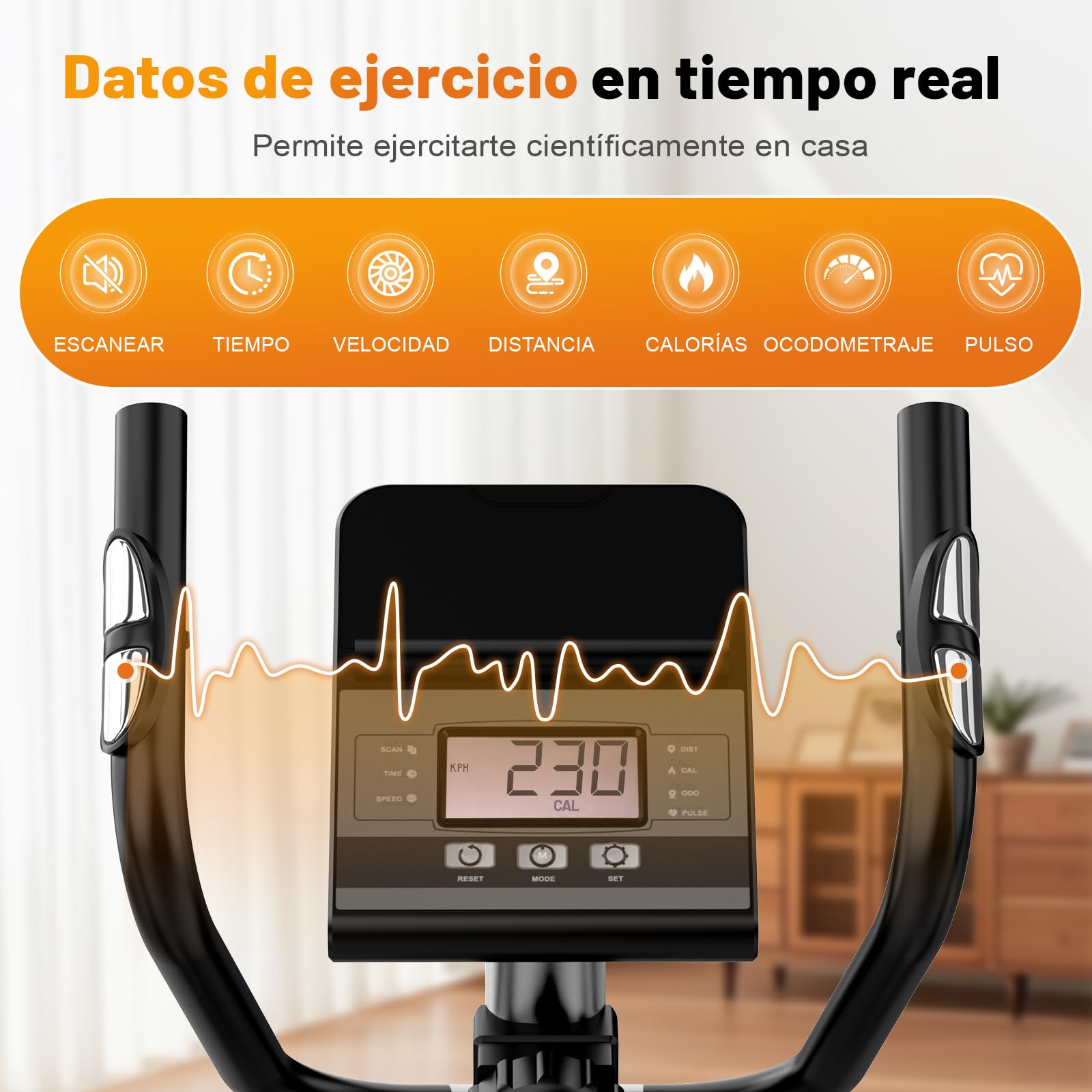 Elíptica para Casa, Ultra Silenciosa Bicicleta Eliptica con Resistencia Magnética de 16 Niveles, Volante 10kg, Zancada de 45 cm, Monitor LCD y Bluetooth, Sensor de Pulso, Soporta hasta 150kg