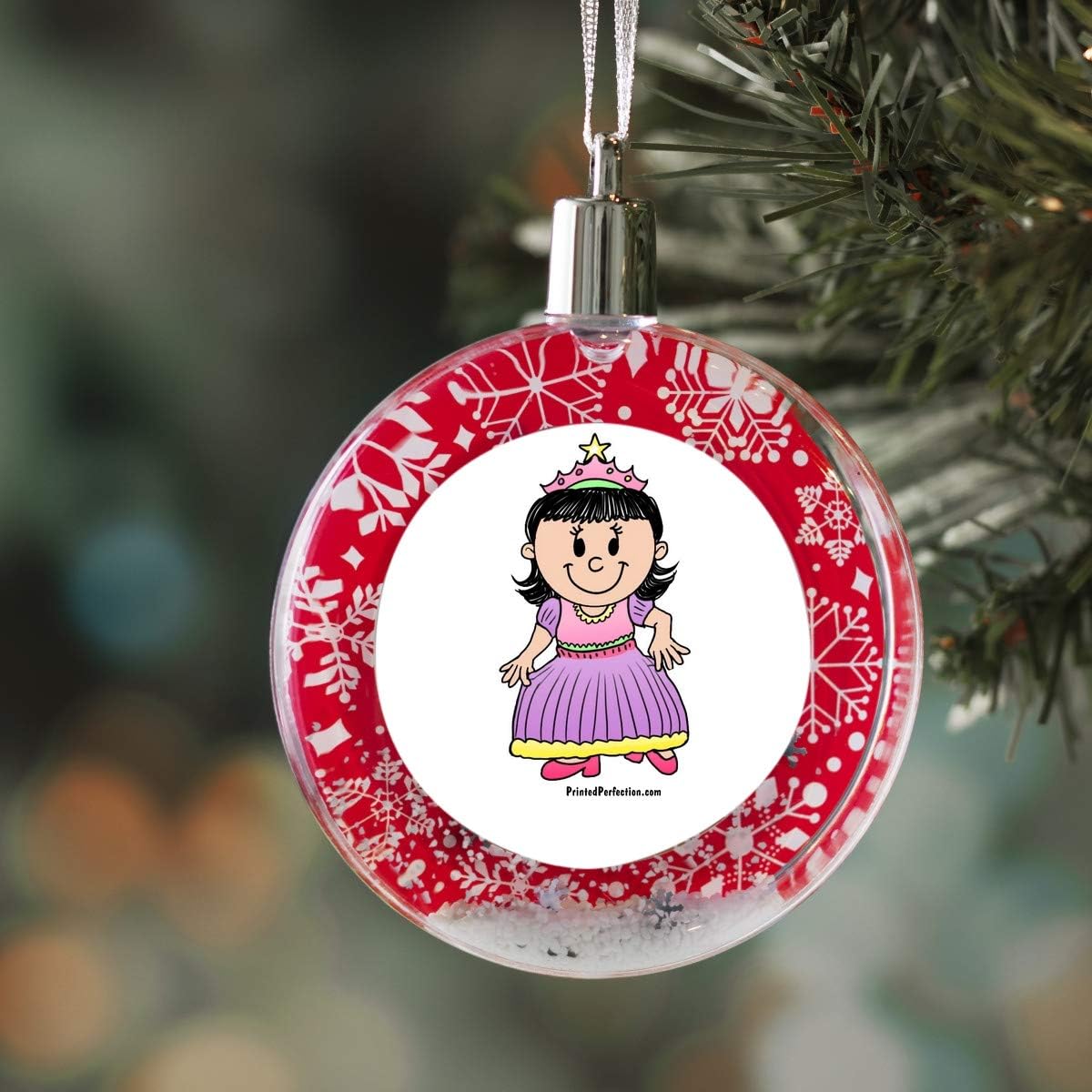 PrintedPerfection.com Personalized Friendly Folks Future Princess - Purple Christmas Snow Globe Ornament