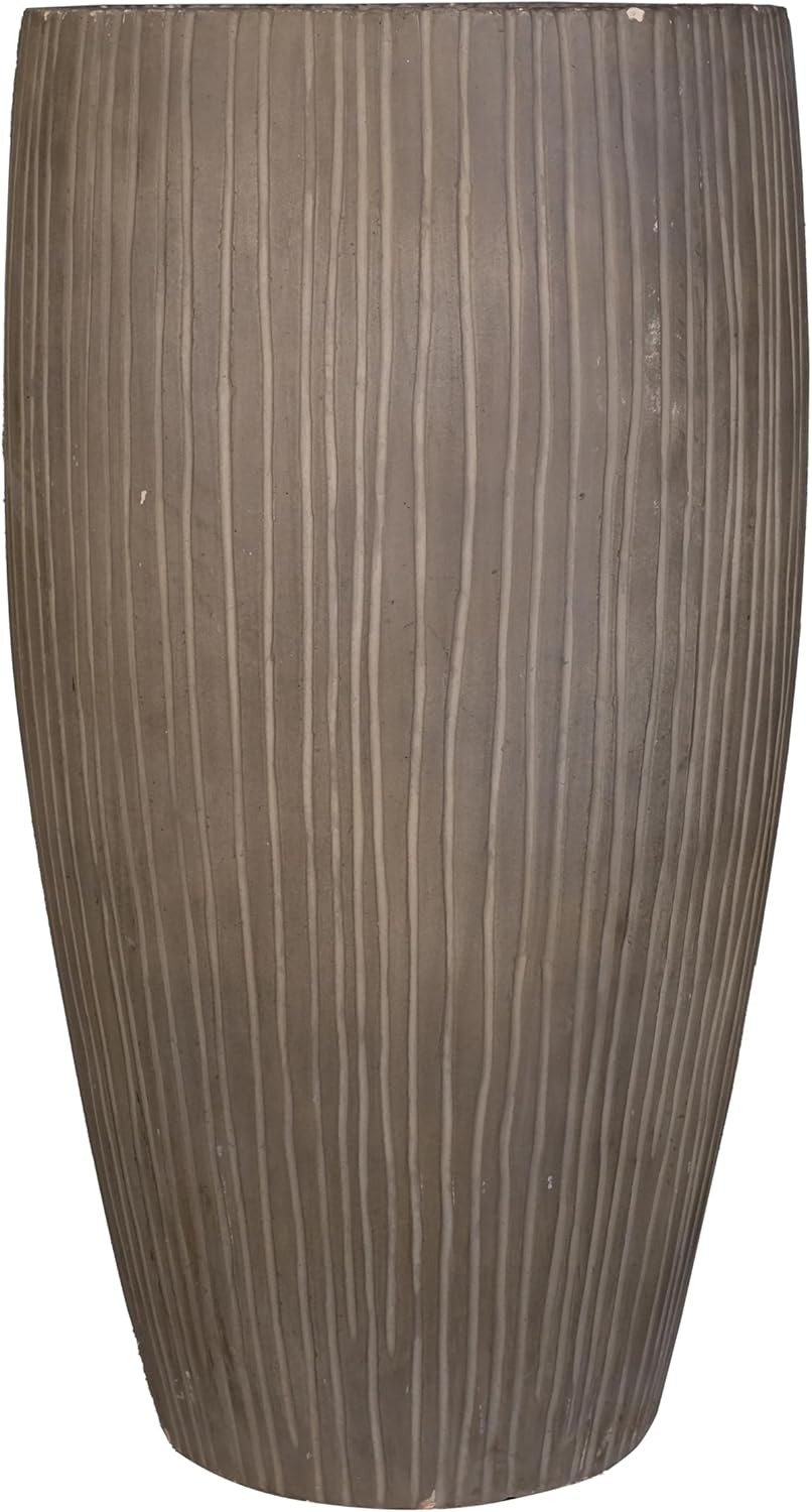 27 in. H. Composite Ribbed Planter in City Gray