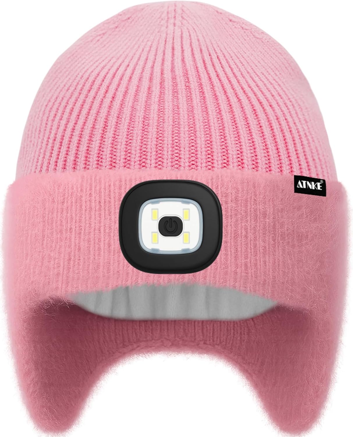 ATNKE Kids LED Lighted Lined Fleece Beanie Cap with Earflap, USB Rechargeable 4 LED Run Headlamp Hat for Boys and Girls - Image 2