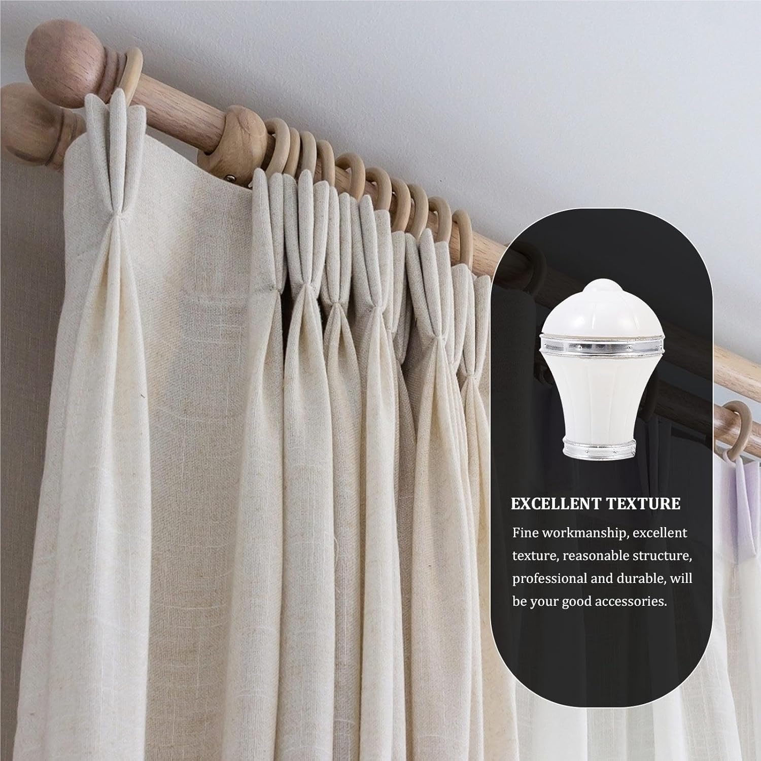 Curtain Rod Ends 30pcs Curtain Rod Finials Decorative Head for Window Decor Pole Accessories End Caps Home Decoration