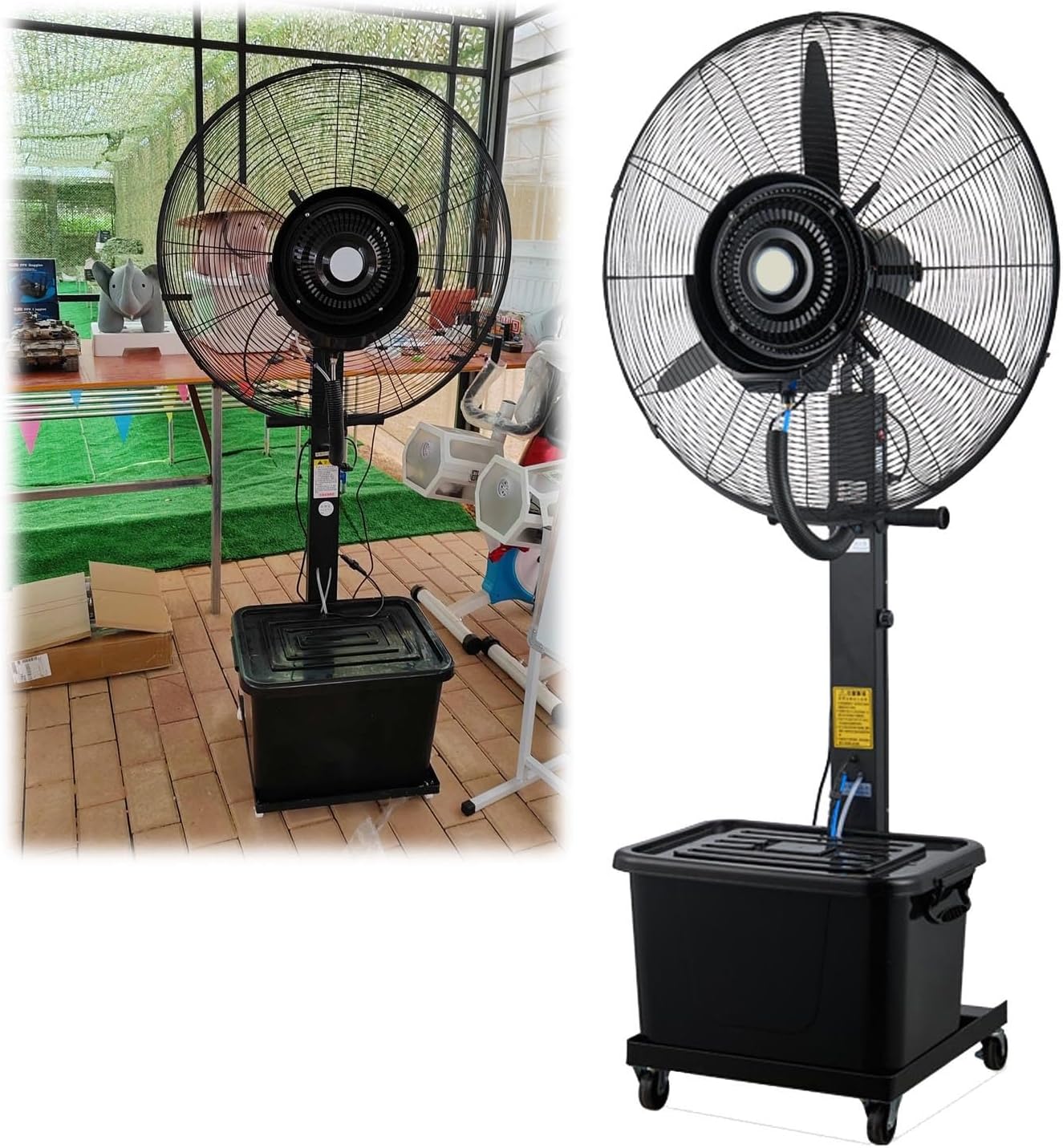 30in Outdoor Misting Fan - Waterproof Spray Cooling Industrial Pedestal Fan with 11 Gal Tank, 90° Oscillation, Perfect for Patio, Dust Control & Outdoor Comfort