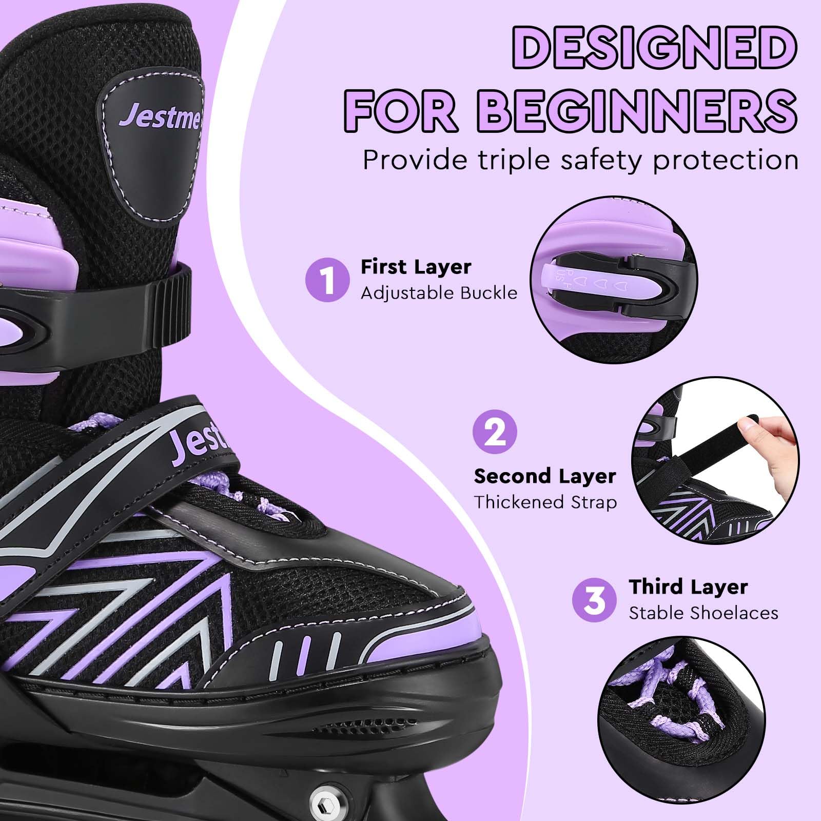 Roller Enfant Fille Patins à roulettes réglables pour Enfants 3 à 9 Ans, Patin a Roulette Femme Fille lumières Amusantes pour Enfants pour débutants