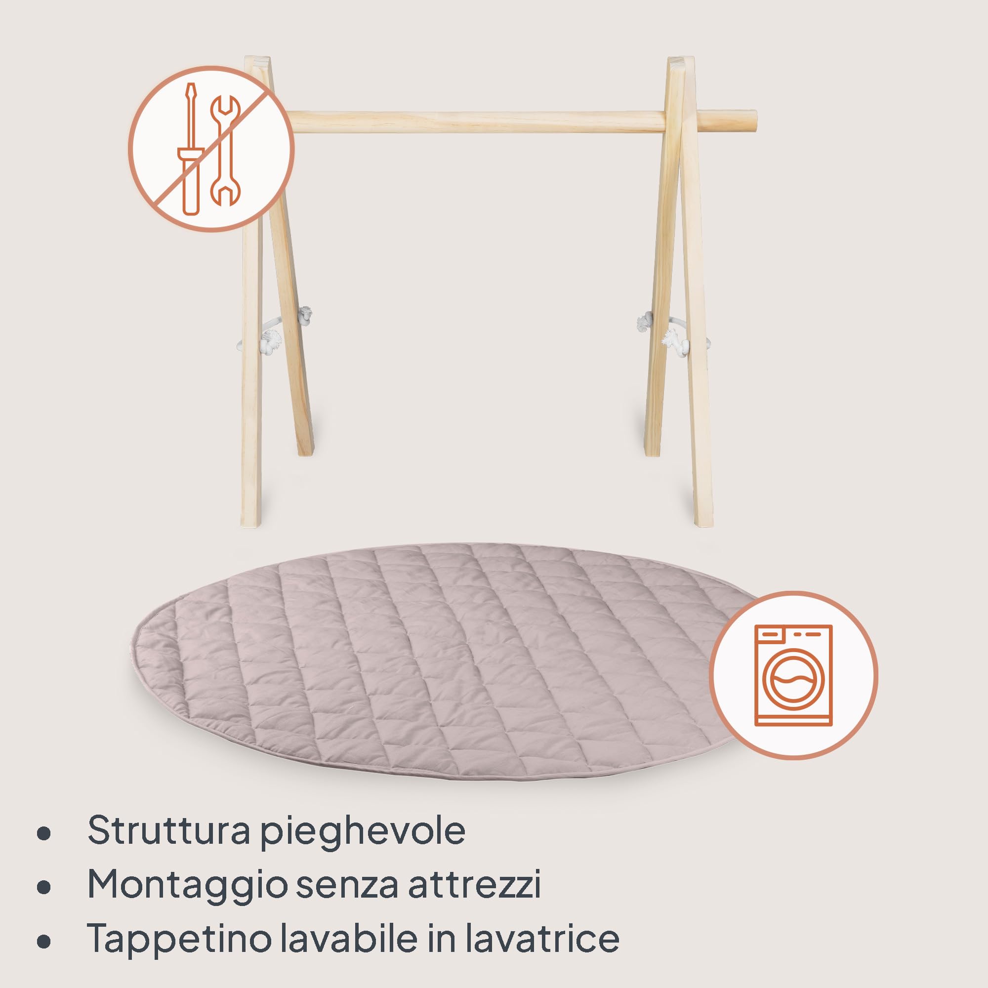 Lionelo ANIS SET Palestrina Neonato Baby Gym con Centro di Attività in legno, Giochi Sensoriali Rimovibili, tappetino Antiscivolo, Metodo 101 cm | Giochi Sensoriali Rimovibili, Tappetino Antiscivolo e Ampia Superficie da 101 cm
