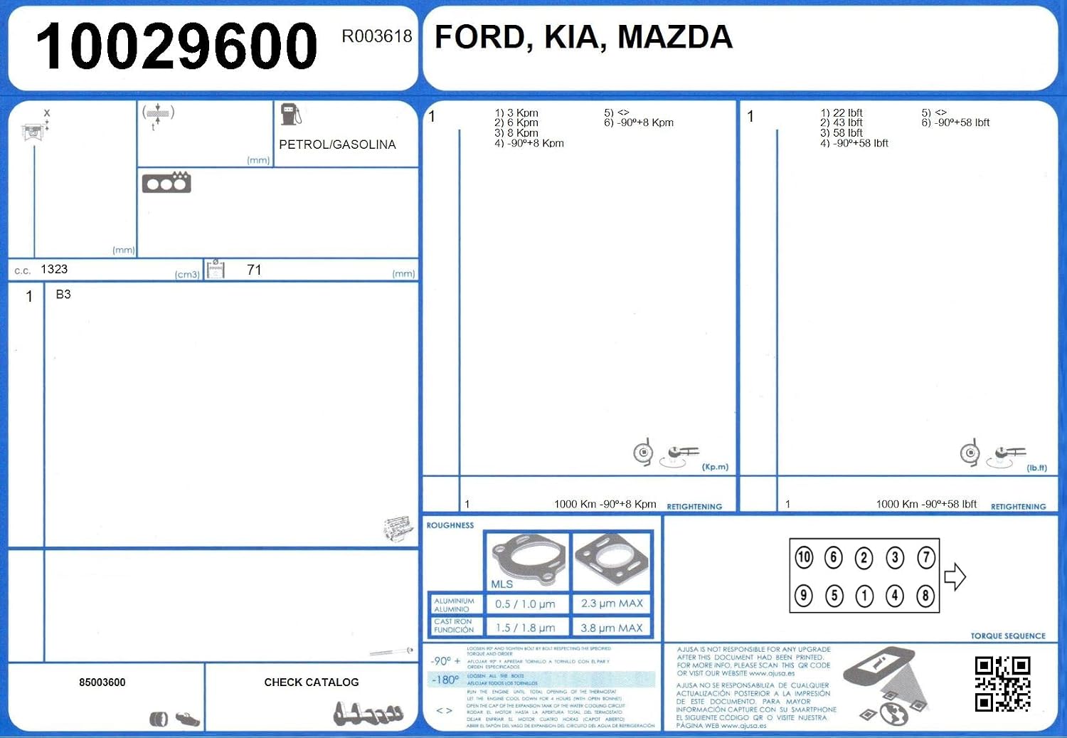 Ajusa 10029600 Gasket cylinder head