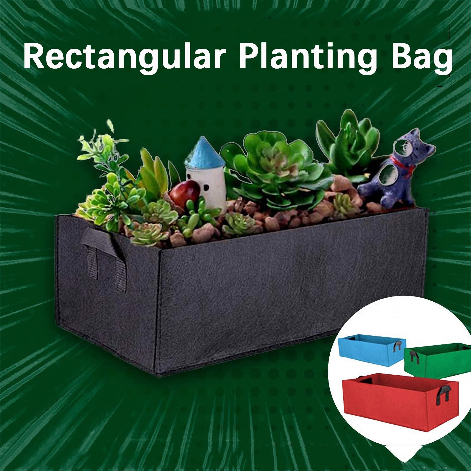 Bolsa Cuadrada para Plantar Flores de Vegetales, Bolsa de plántulas de Vegetales de Fieltro, Bolsa de Cultivo de Plantas no Tejidas engrosadas,Green,120*60*30cm