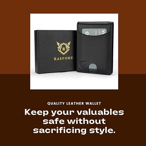 Miniatura 2 de Cartera delgada de piel auténtica con bloqueo RFID, con bolsillo frontal, minimalista para hombre, con clip para dinero y ventana de identificación,