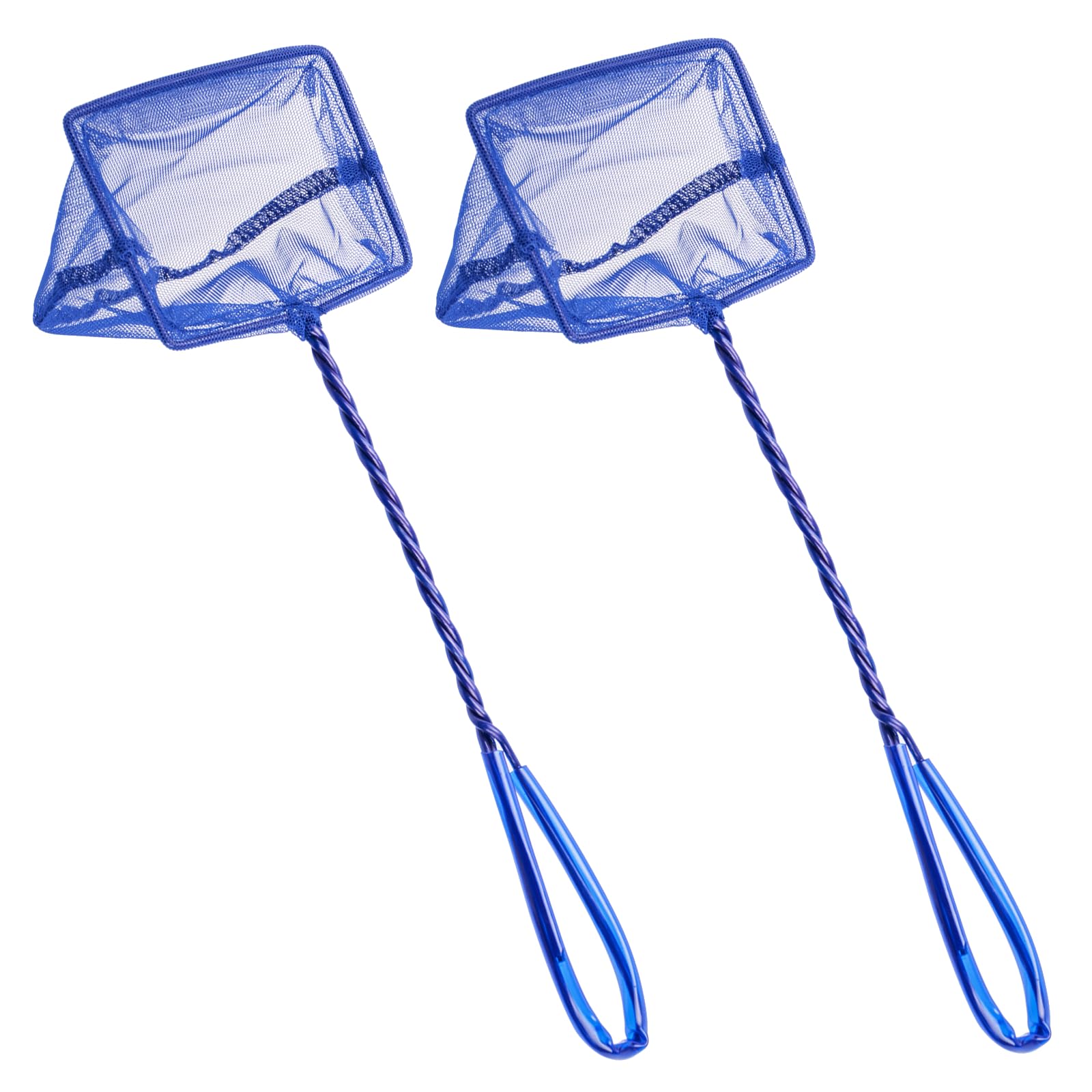 SF Aquarium Fish Net Blue Quick Catch Mesh Landing Net Set with 22cm Plastic Handle-M-2Pack