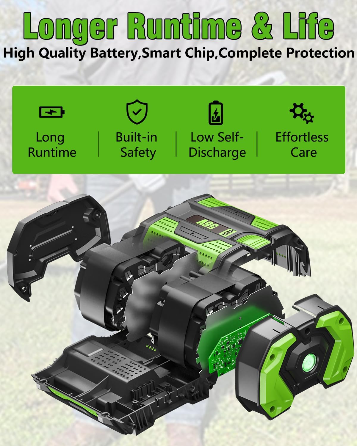 HOCHSTERN 2Pack 10.0Ah Replacement for EGO 56V Battery Compatible with EGO 56 Volt Lithium-Ion Battery Power Tools - Image 4