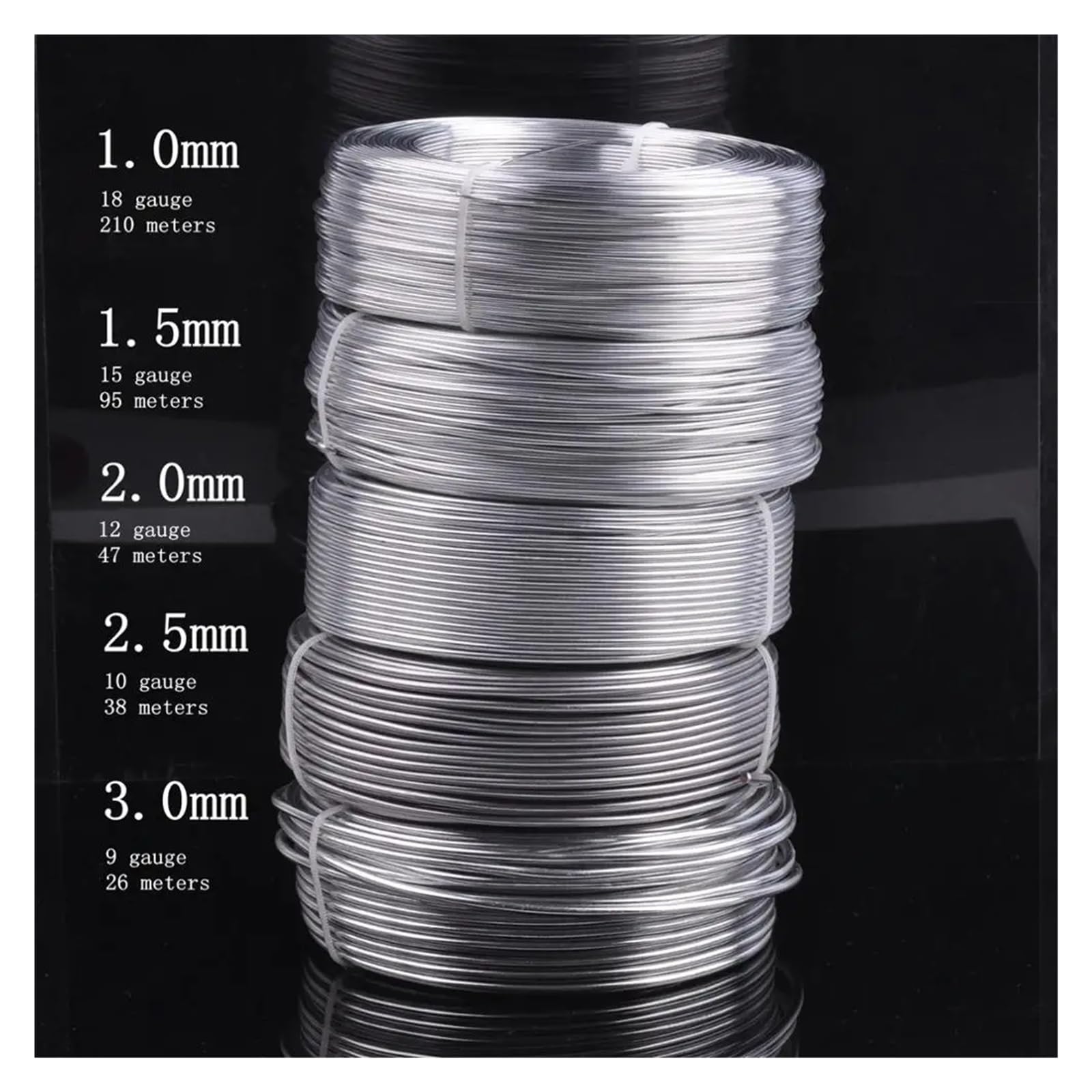 Aluminiumdraht 1 große Rolle 0,8 mm/1,5 mm/2, mm/3, mm Aluminium-Weichmetall-Basteldraht for die Schmuckherstellung for Selbermachen Für den Prozess(Light Green,3.0mm (26 meters))