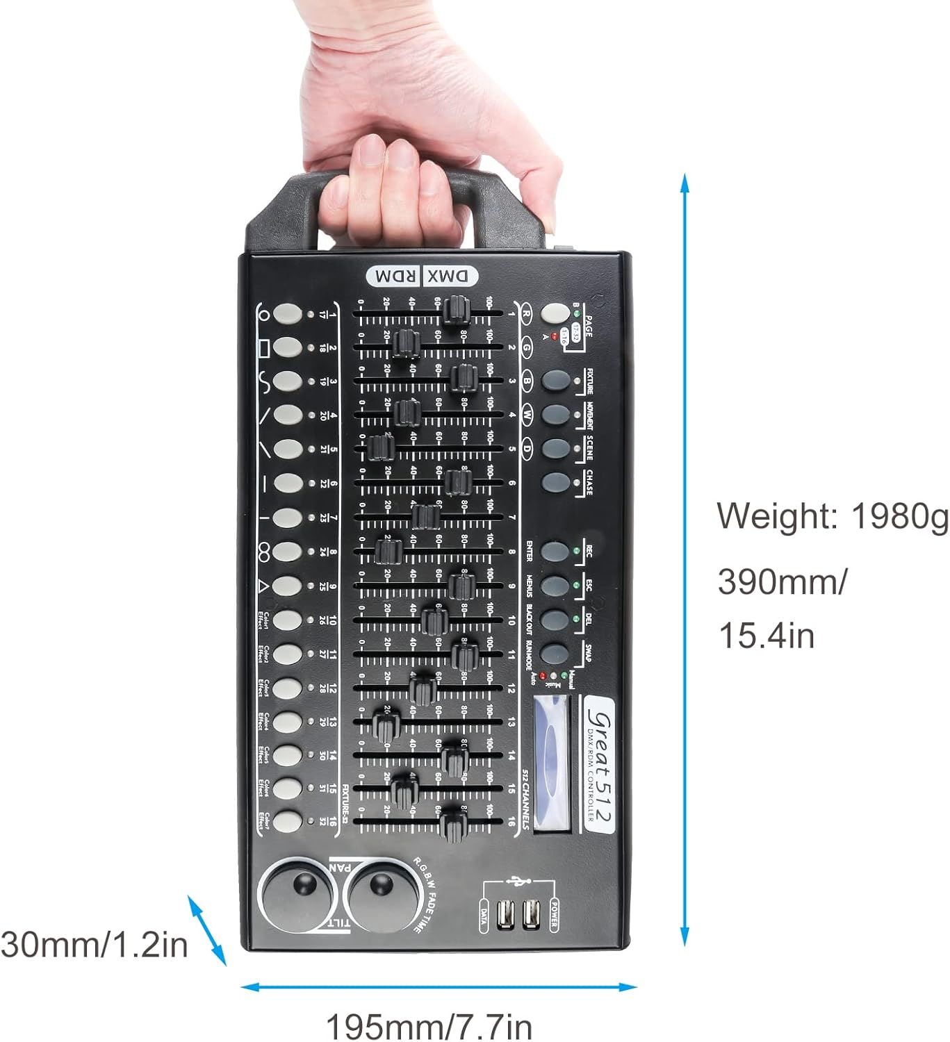 DMX 512 Stage Light Controller - 512 Channel DMX Lights Controller with Built-in Program and RDM Dip Switch Function