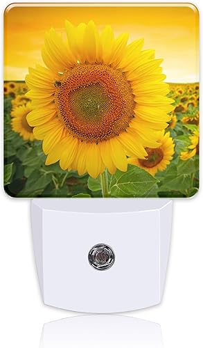 Luces nocturnas enchufables, puesta de sol, campo de girasol, luz nocturna enchufable a la pared, sensor de atardecer a amanecer, luz nocturna LED