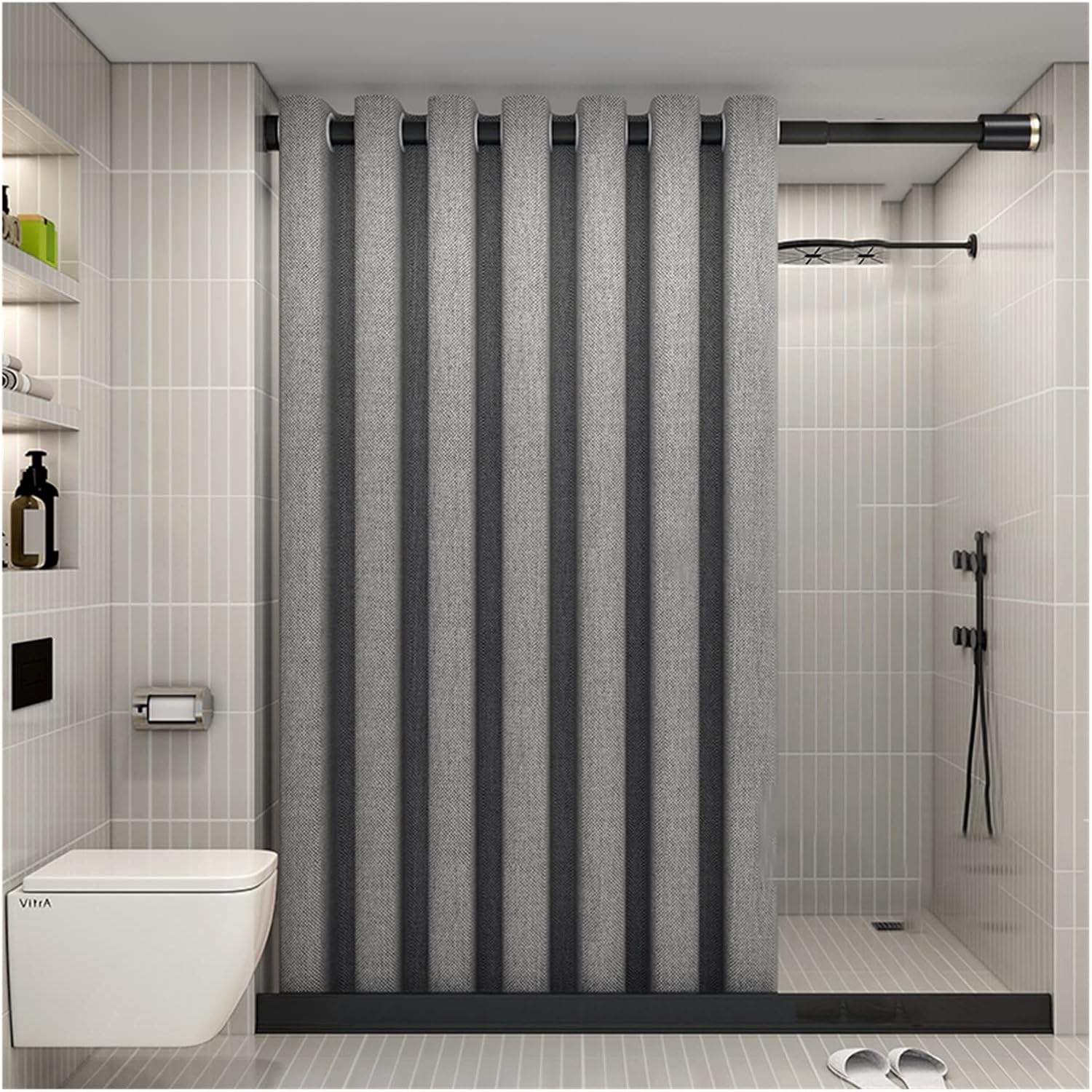 Gray Shower Curtain Thickened Shower Curtain Linen Bathroom Bathtub Fabric Set Partition Curtain (Color: D, Size: 180x220cm) (D200x180cm)