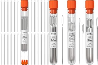 60 Straight Beading Needles Size 11 for Bead Projects and 35 Large Eye Hand Sewing Needles for Darning, Embroidery, Knitting - Total 95 Needles Ideal for Sewing, Crafting, and DIY