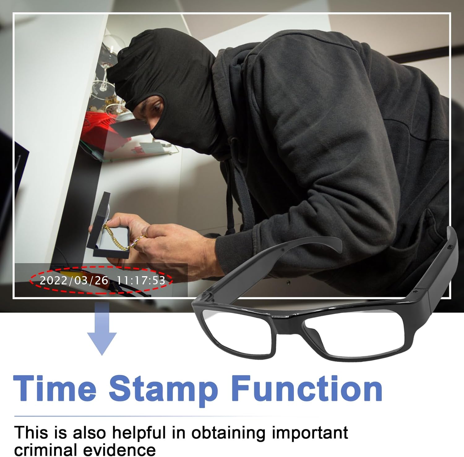 Glasses Camera Wearable Outdoor Sport Action Camera Glasses Video Glasses 1080P HD Recording Motorcycle Riding Portable Smart Glasses for Cycling, Training, Driving, Hiking, Hunting, Fishing image 6 of 7 B0FFMF19KV