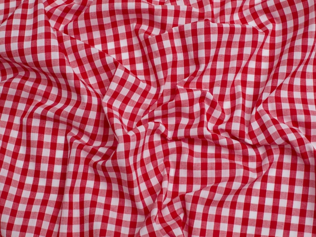Minerva Red Core Range 1/4 Inch Check Gingham Fabric - Lightweight & Suitable For Dressmaking - Approx Width: 112.5Cm / 45" - Sold Per Metre