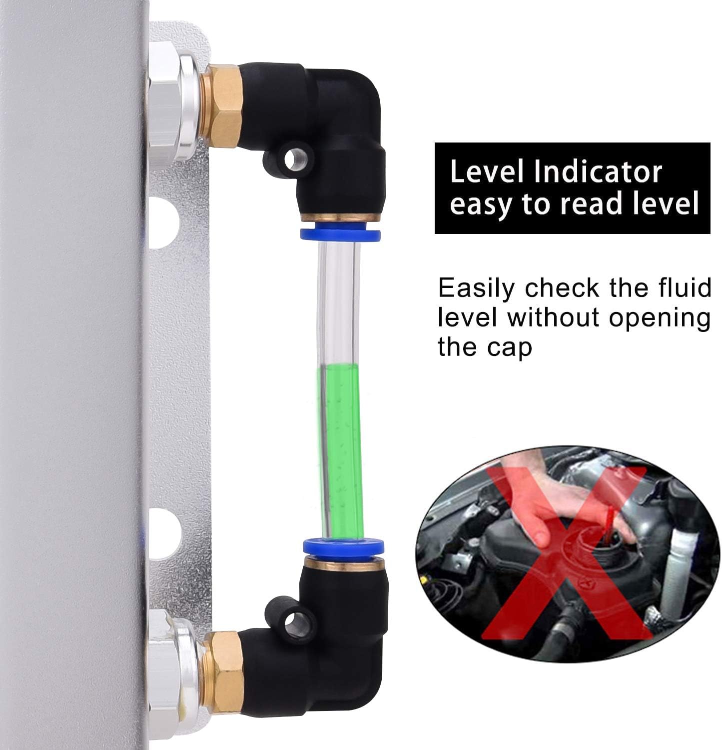 SPEEDWOW Coolant Overflow Tank, Aluminum Radiator Overflow Tank with Teflon Tape & O-ring Gasket, 1 L Universal Reservoir Expansion Tank (Silver)