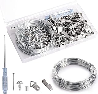 182pcs Picture Hanging Accessories, Photo Hanging Wire and Hooks Kit Picture Hanging Tool Set Metal Picture Hanging Wire for Hangers Mirror Photo Frame Mirror Frame Clock Frame Artwork